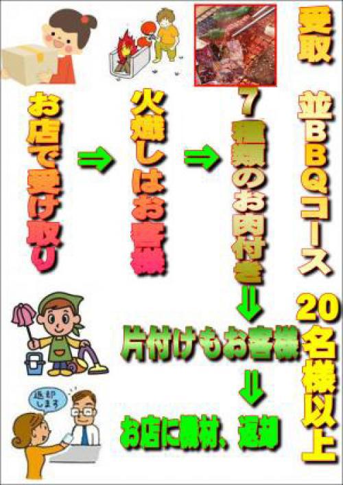 受取ＢＢＱプラン20名以上（お一人様2300円）/