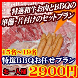 お任せ出張片付けBBQ特選コース15名～19名（お一人様2900円）/