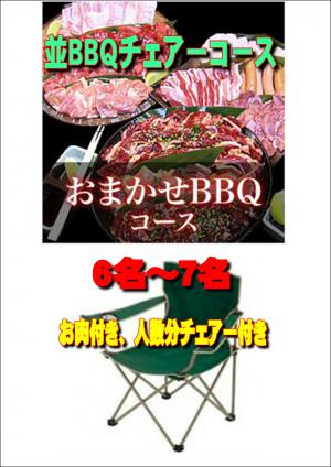 【Ｖ－13】お任せ出張片付け並BBQチェアコース6名～7名（お一人様3700円）/